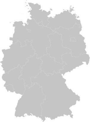 Umrisskarte Deutschland mit Grenzen der 16 Bundesländer